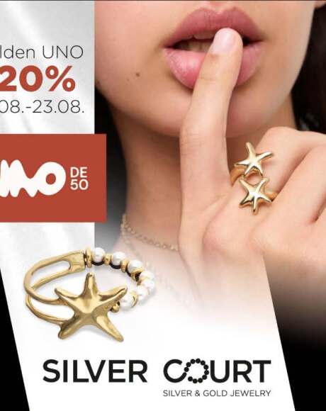 -20% за всички бижута UNOde50 с позлата на редовна цена само в магазини SILVER COURT